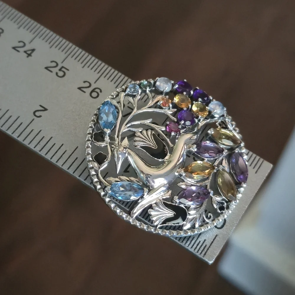 Nicky Butler 925 Sterling Silver Stag Pendant Brooch Designer Amethyst Citrine - Picture 5 of 16